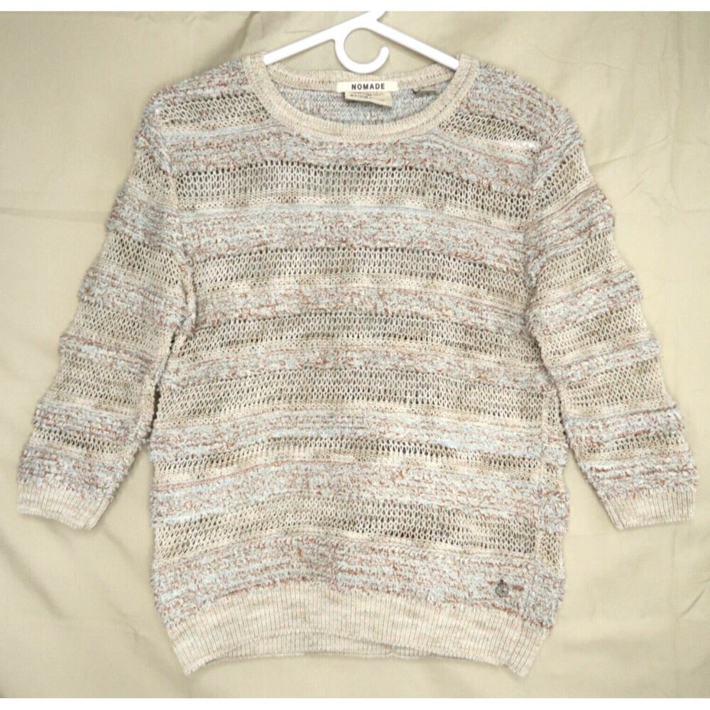 Maison Scotch Nomade Sweater Marled Open Knit Beige Half Sleeve Women's Small
